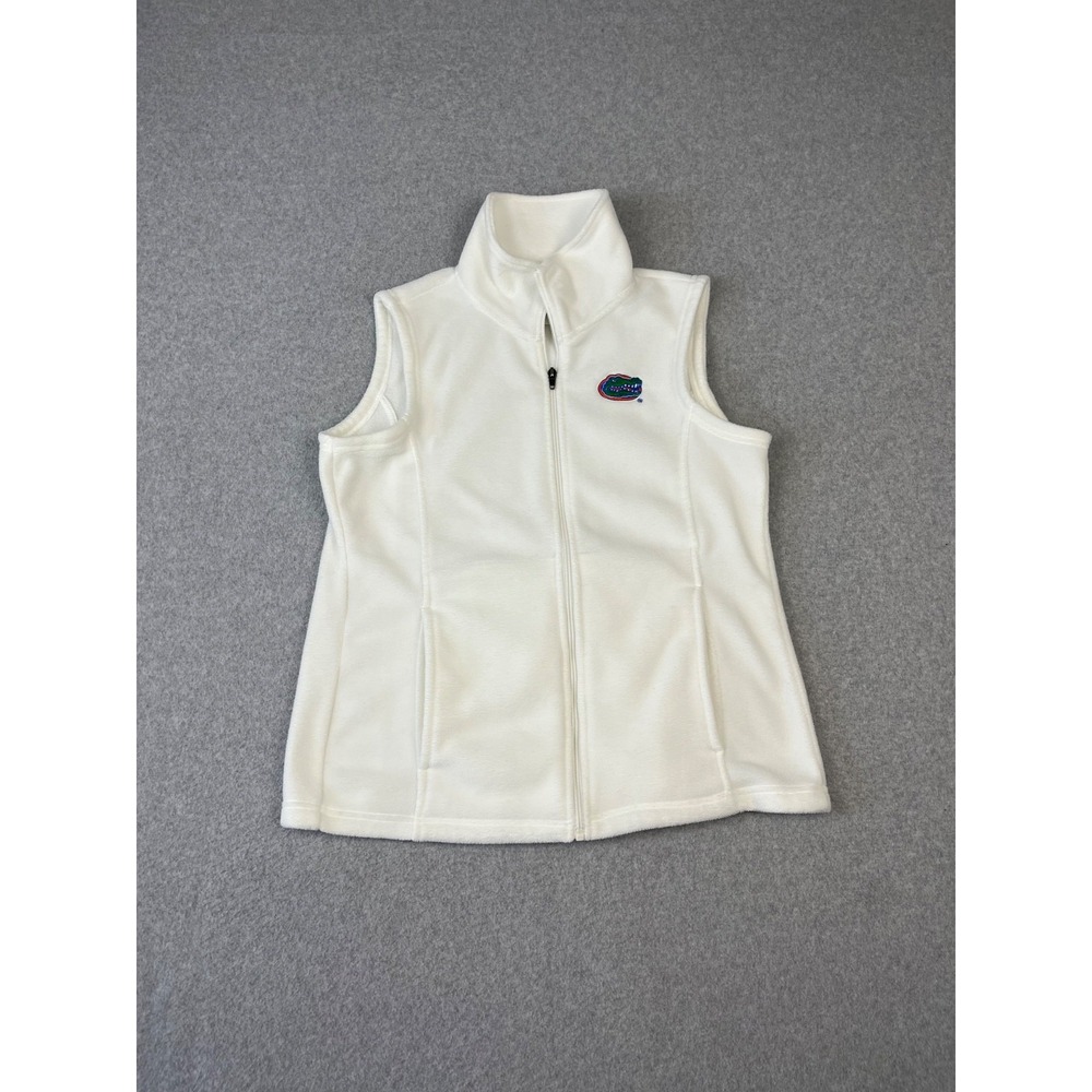 University Of Florida Gators Sleeveless Vest Womens L White Full Zip Fleece